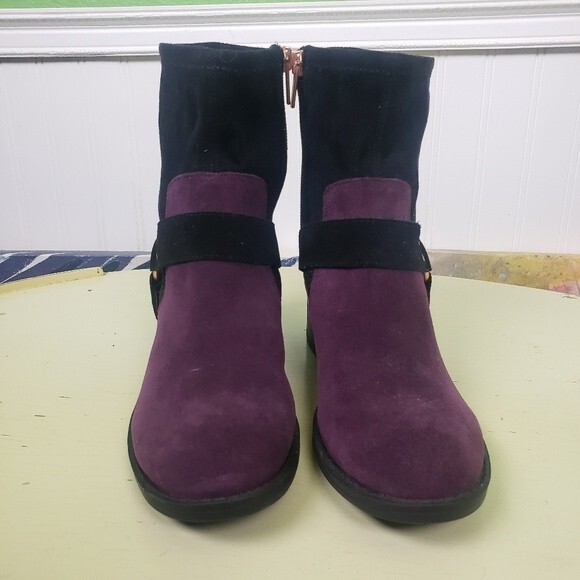Lori Goldstein Women's Purple Black Color Block Heeled Boots Size 6M - Picture 10 of 11